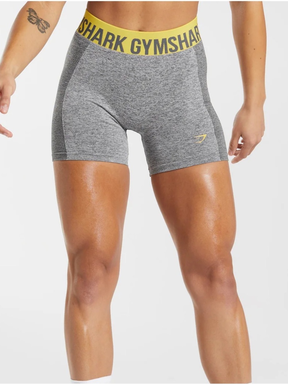 Gymshark Flex Compression Shorts  Charcoal/Yellow Size Medium